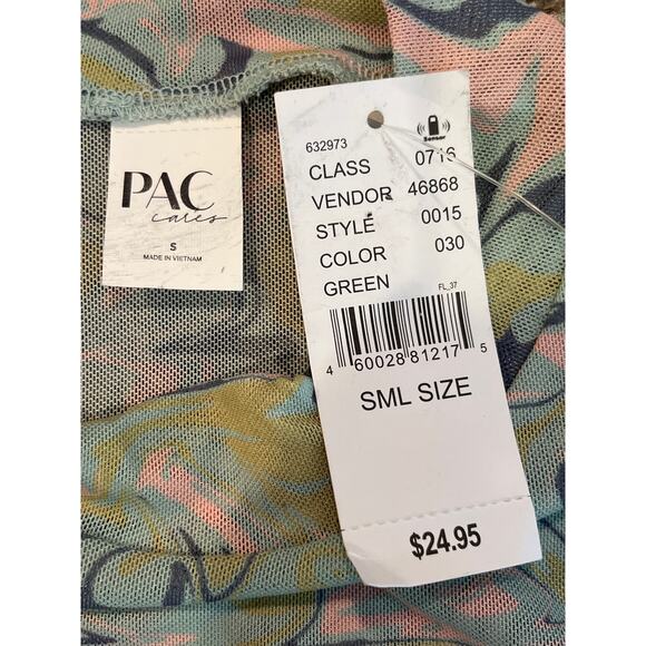 Pacsun NEW Pink Purple Semi Sheer Watercolor Print Long Sleeve Small - Picture 3 of 6